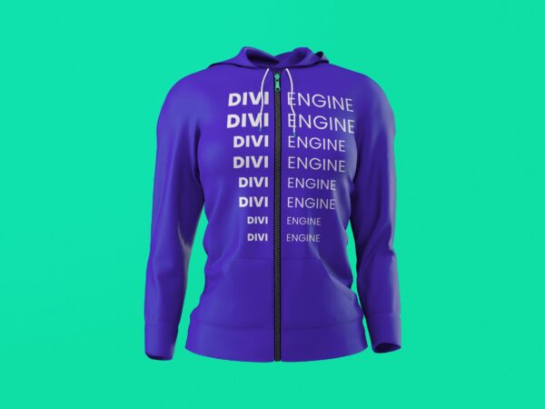 Purple Divi Engine Text Zipper Hoodie